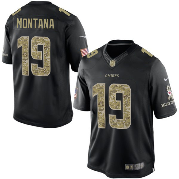 Kansas City Chiefs #19 Joe Montana Salute To Service Black Jersey