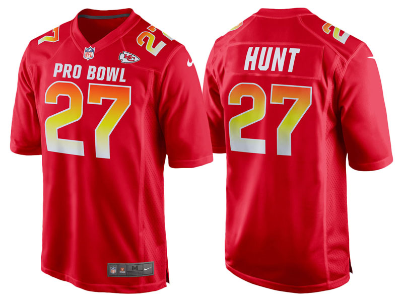 2018 Pro Bowl AFC Kansas City Chiefs #27 Kareem Hunt Red Game Jersey