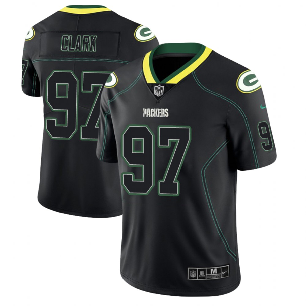 Green Bay Packers #97 Kenny Clark 2018 Lights Out Color Rush Limited Black Jersey Green Bay Packers #97 Kenny Clark 2018 Lights Out Color Rush Limited Black Jersey