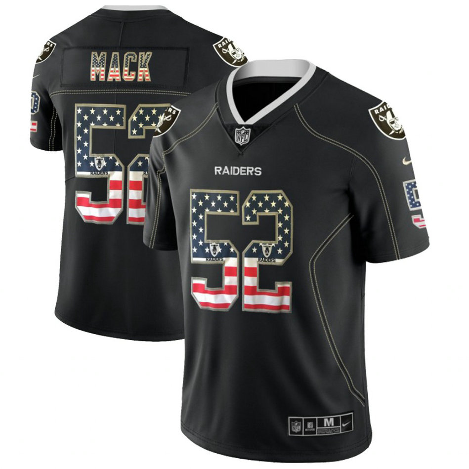 Oakland Raiders #52 Khalil Mack Black 2018 USA Flag Fashion Color Rush Limited Jersey