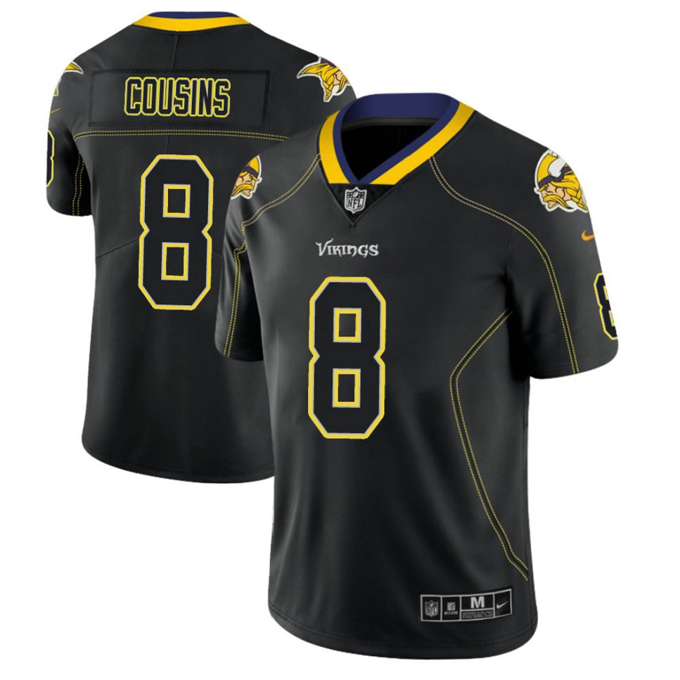 Minnesota Vikings #8 Kirk Cousins 2018 Lights Out Color Rush Limited Black Jersey