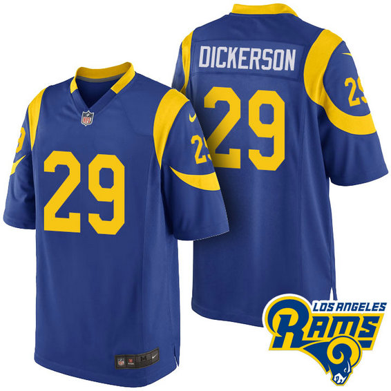 Los Angeles Rams #29 Eric Dickerson Blue Throwback Game Jersey With Super Bowl LVI Patch Los Angeles Rams #29 Eric Dickerson Blue Throwback Game Jersey With Super Bowl LVI Patch