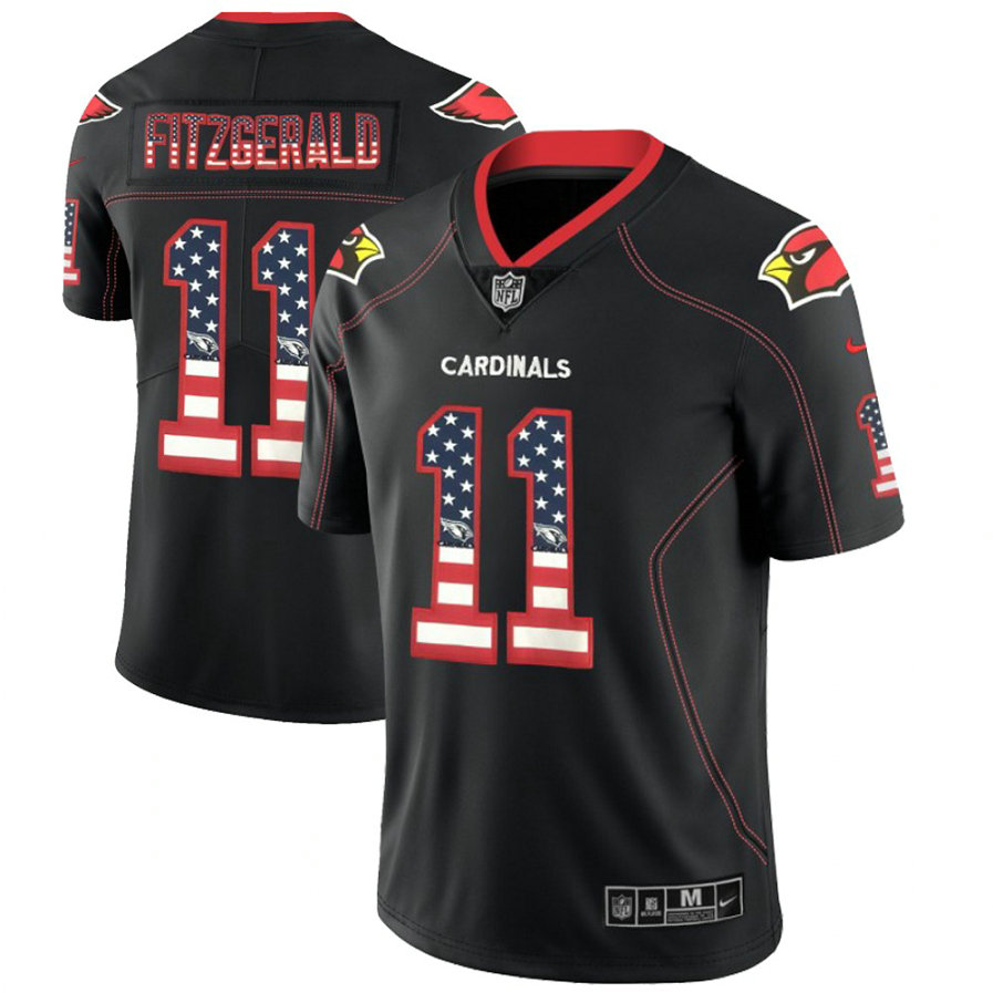 Arizona Cardinals #11 Larry Fitzgerald Black 2018 USA Flag Fashion Color Rush Limited Jersey