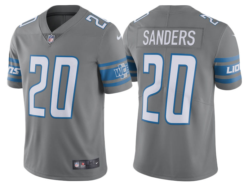 2017 Detroit Lions #20 Barry Sanders Steel Color Rush Limited Jersey 2017 Detroit Lions #20 Barry Sanders Steel Color Rush Limited Jersey