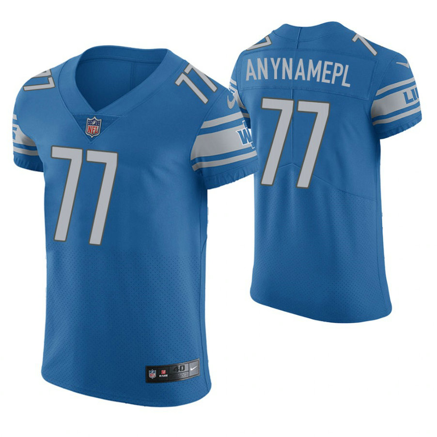 Detroit Lions #77 Frank Ragnow Blue Elite Jersey
