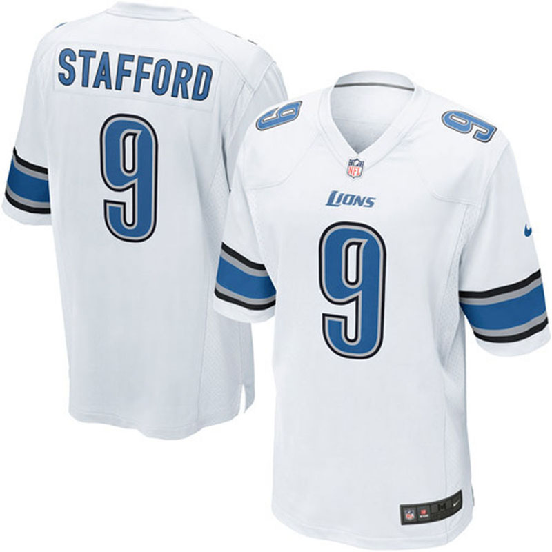 Detroit Lions #9 Matthew Stafford White Game Jersey