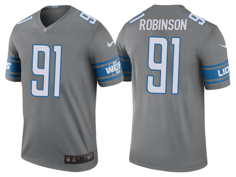 Detroit Lions #91 A'Shawn Robinson Steel Color Rush Legend Jersey Detroit Lions #91 A'Shawn Robinson Steel Color Rush Legend Jersey