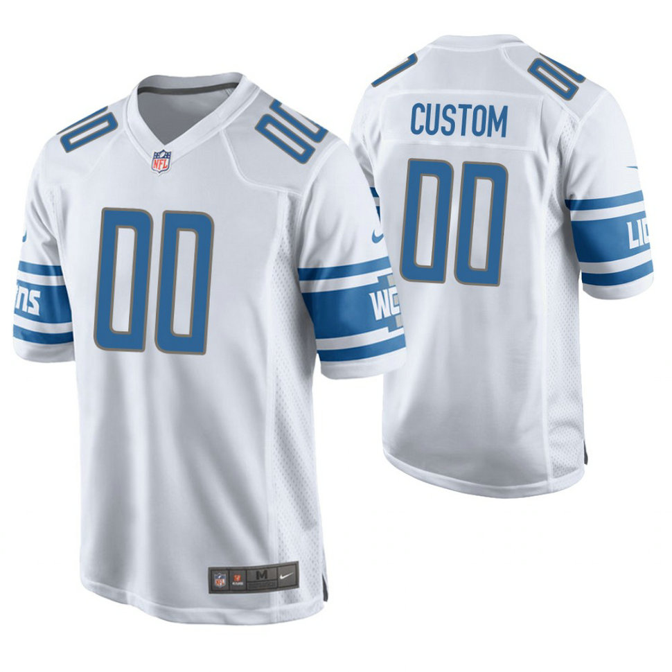 Detroit Lions White Game Customized Jersey Detroit Lions White Game Customized Jersey