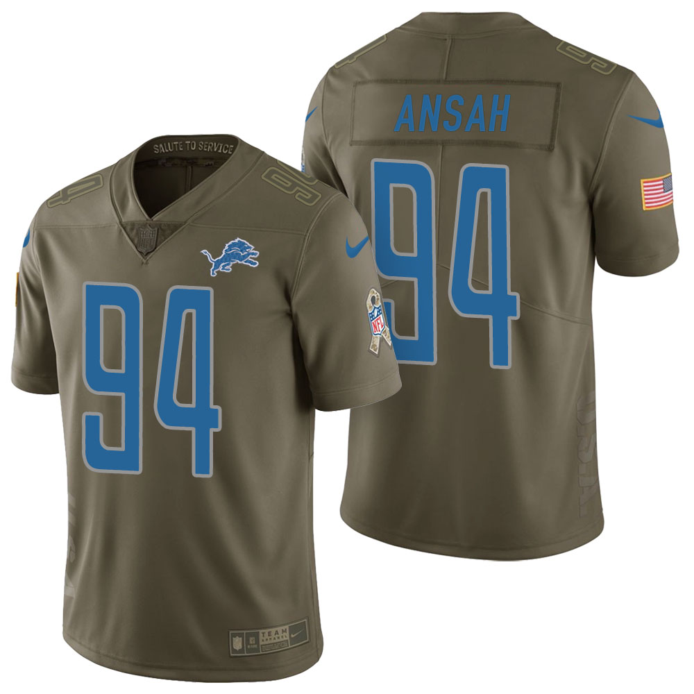 Detroit Lions #94 Ezekiel Ansah Olive 2017 Salute to Service Limited Jersey