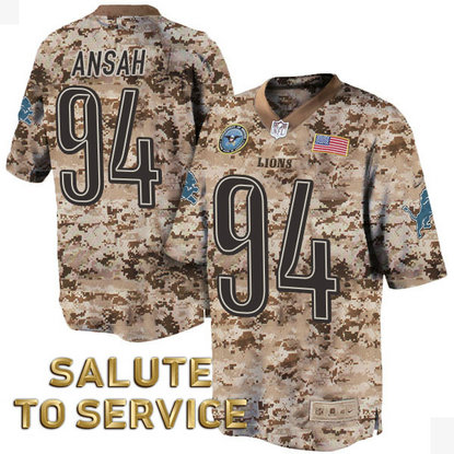 Detroit Lions #94 Ezekiel Ansah Salute to Service Desert Camo Jersey
