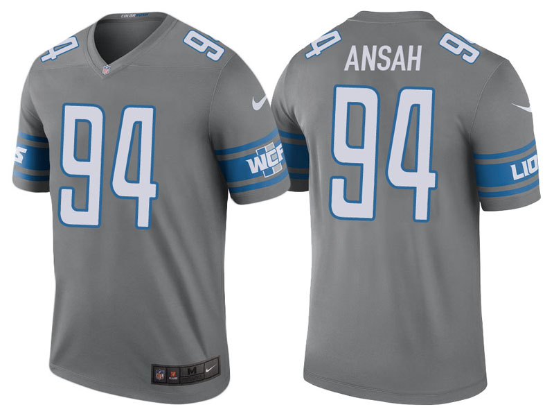 Detroit Lions #94 Ezekiel Ansah Steel Color Rush Legend Jersey