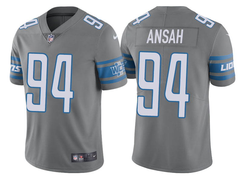 Detroit Lions #94 Ezekiel Ansah Steel Vapor Untouchable Color Rush Limited Jersey