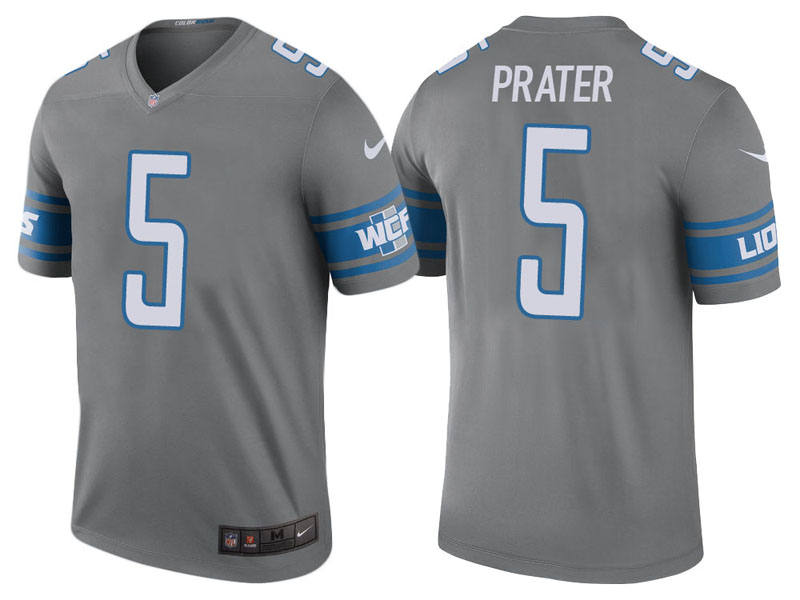 Detroit Lions #5 Matt Prater Steel Color Rush Legend Jersey