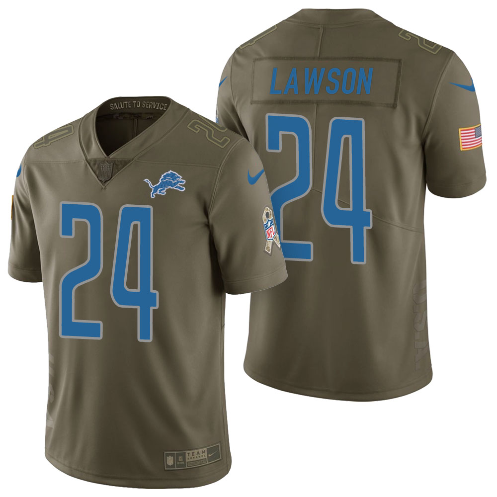 Detroit Lions #24 Nevin Lawson Olive 2017 Salute to Service Limited Jersey