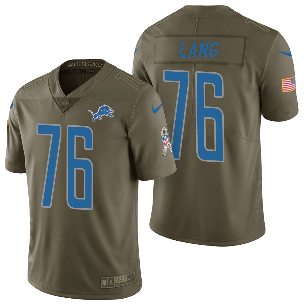 Detroit Lions #76 T.J. Lang Olive 2017 Salute to Service Limited Jersey