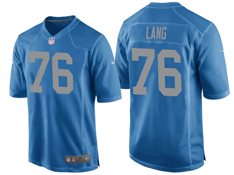 Detroit Lions #76 T.J. Lang Blue Alternate Game Jersey