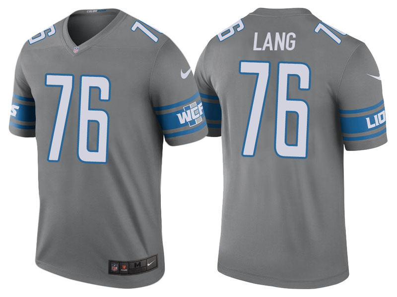 Detroit Lions #76 T.J. Lang Steel Color Rush Legend Jersey