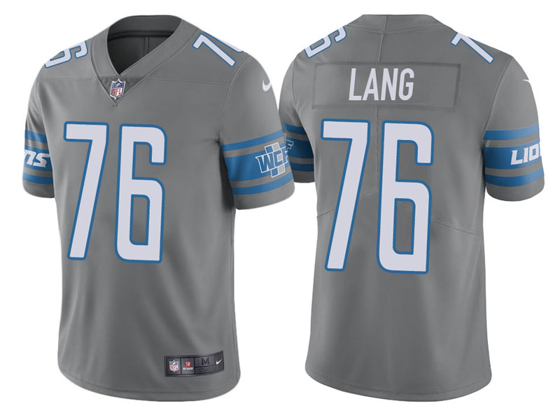 Detroit Lions #76 T.J. Lang Steel Vapor Untouchable Color Rush Limited Jersey