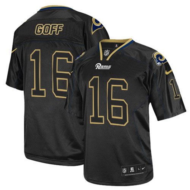 Los Angeles Rams #16 Jared Goff Black Lights Out Jersey With Super Bowl LVI Patch