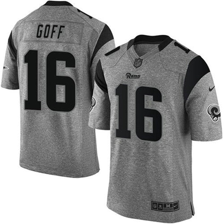 Los Angeles Rams #16 Jared Goff Gray Gridiron Limited Jersey With Super Bowl LVI Patch