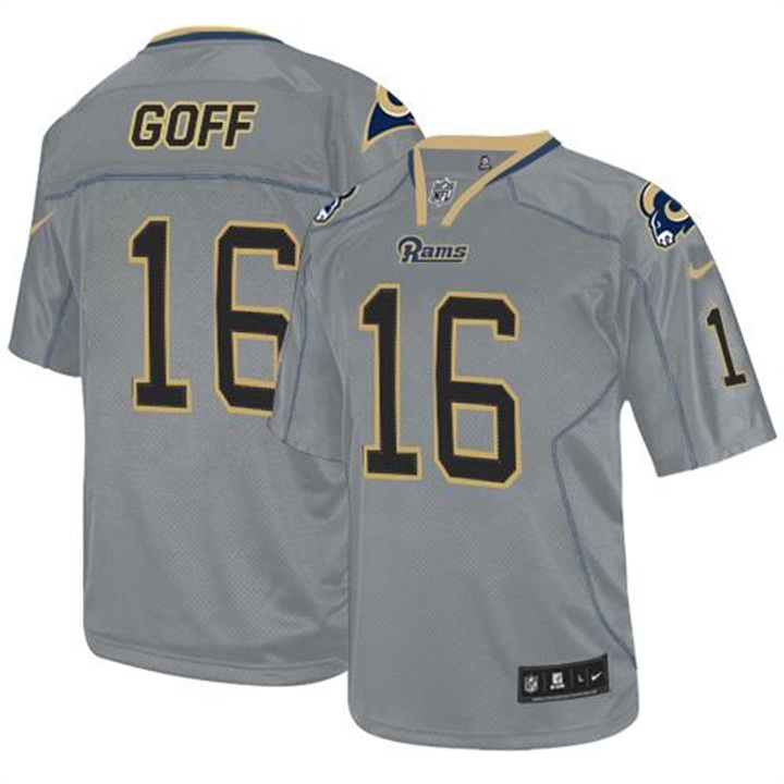 Los Angeles Rams #16 Jared Goff Gray Lights Out Jersey With Super Bowl LVI Patch