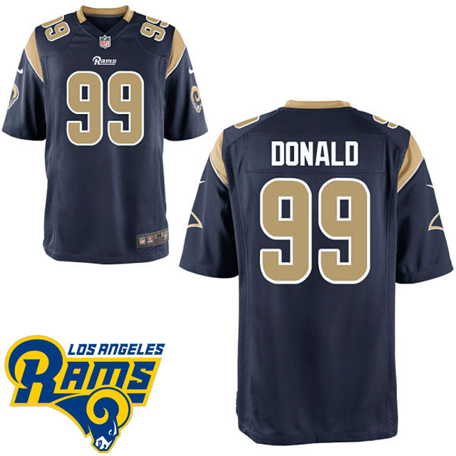 Los Angeles Rams #99 Aaron Donald Navy Blue Game Jersey With Super Bowl LVI Patch