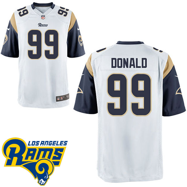 Los Angeles Rams #99 Aaron Donald White Game Jersey With Super Bowl LVI Patch