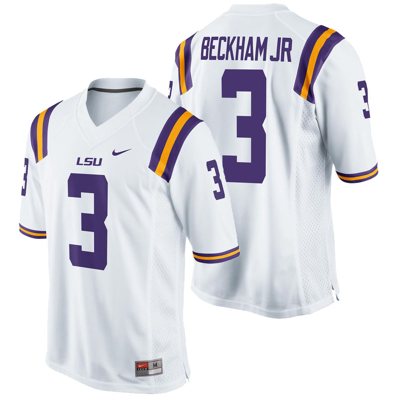 LSU Tigers #3 Odell Beckham Jr White Alumni Player College Football Jersey LSU Tigers #3 Odell Beckham Jr White Alumni Player College Football Jersey