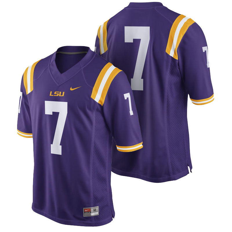 LSU Tigers #7 Purple Replica Team Color College Football Jersey LSU Tigers #7 Purple Replica Team Color College Football Jersey