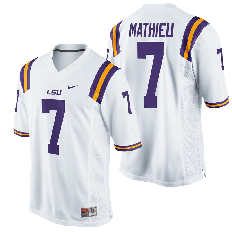 LSU Tigers #7 Tyrann Mathieu White Alumni Player College Football Jersey LSU Tigers #7 Tyrann Mathieu White Alumni Player College Football Jersey