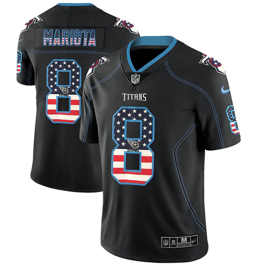 Tennessee Titans #8 Marcus Mariota Black 2018 USA Flag Fashion Color Rush Limited Jersey