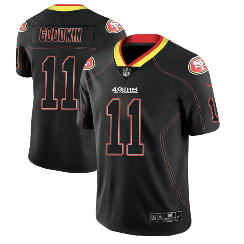 San Francisco 49ers #11 Marquise Goodwin 2018 Lights Out Color Rush Limited Black Jersey San Francisco 49ers #11 Marquise Goodwin 2018 Lights Out Color Rush Limited Black Jersey