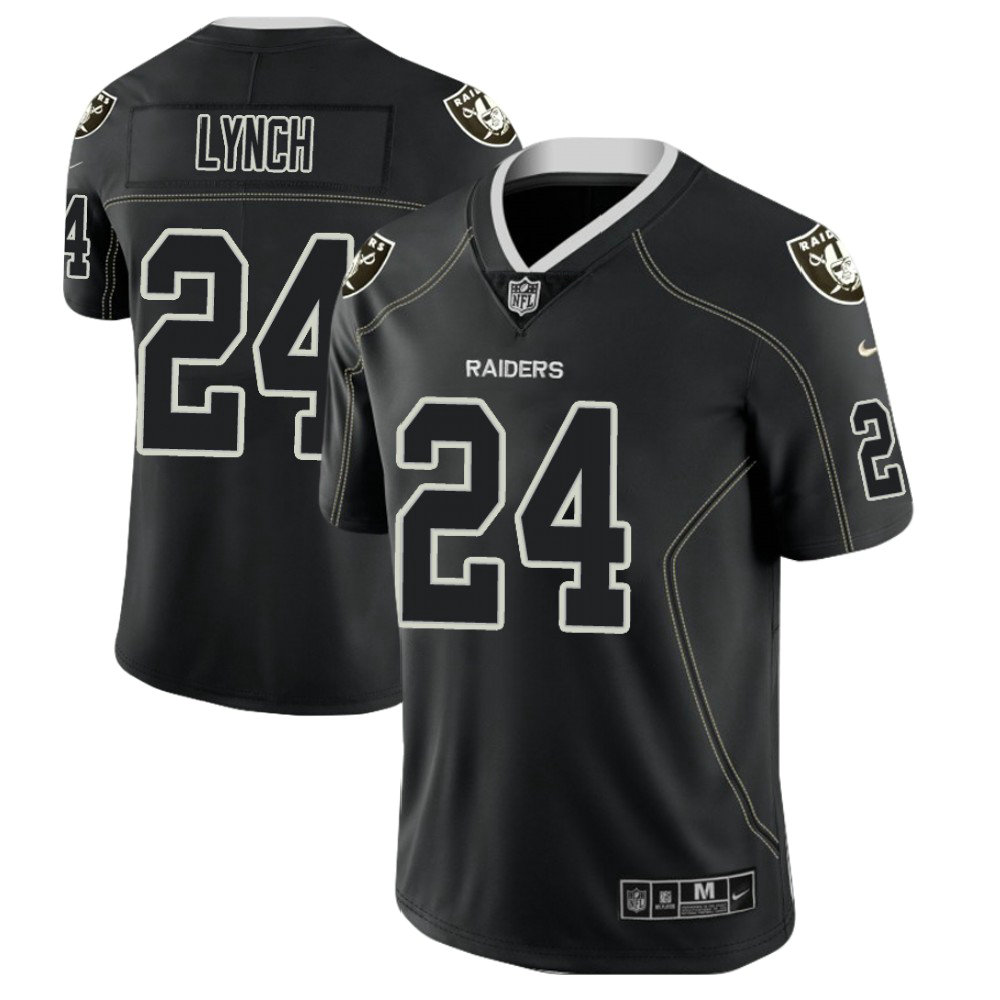 Oakland Raiders #24 Marshawn Lynch 2018 Lights Out Color Rush Limited Black Jersey Oakland Raiders #24 Marshawn Lynch 2018 Lights Out Color Rush Limited Black Jersey