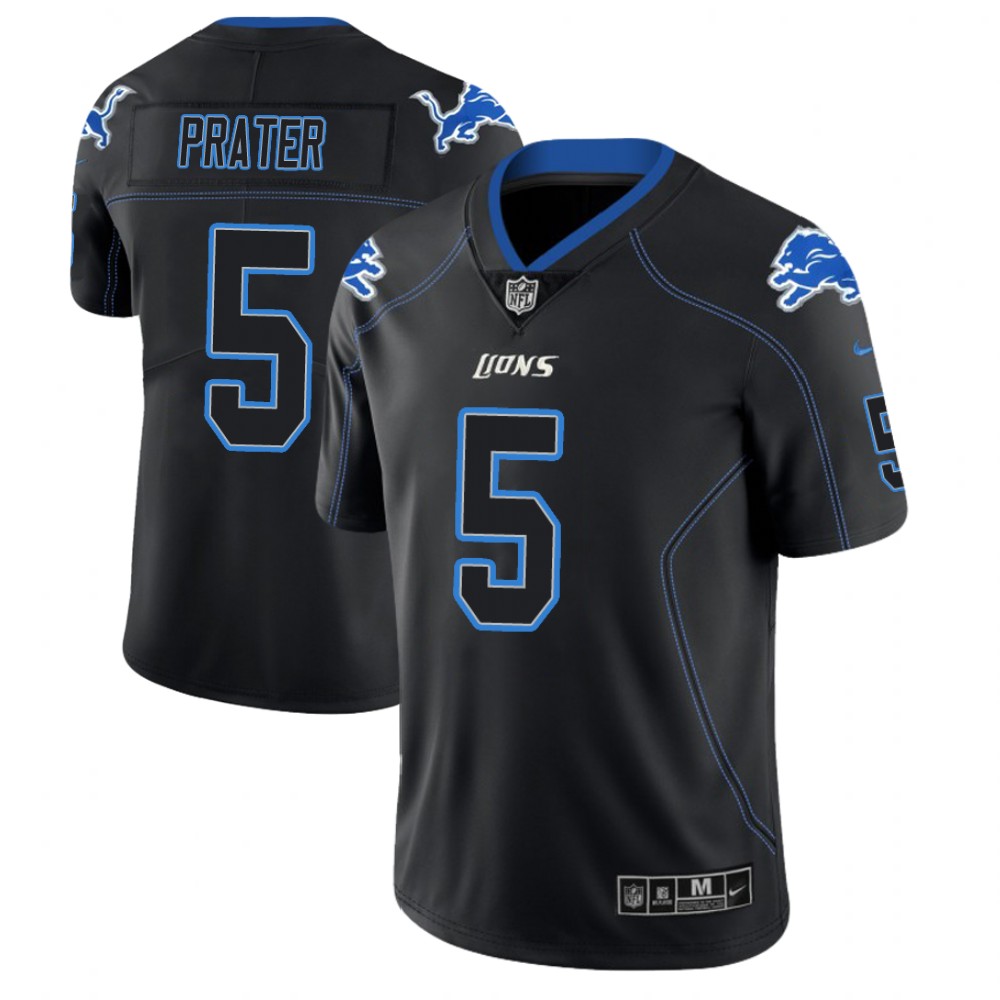 Detroit Lions #5 Matt Prater 2018 Lights Out Color Rush Limited Black Jersey