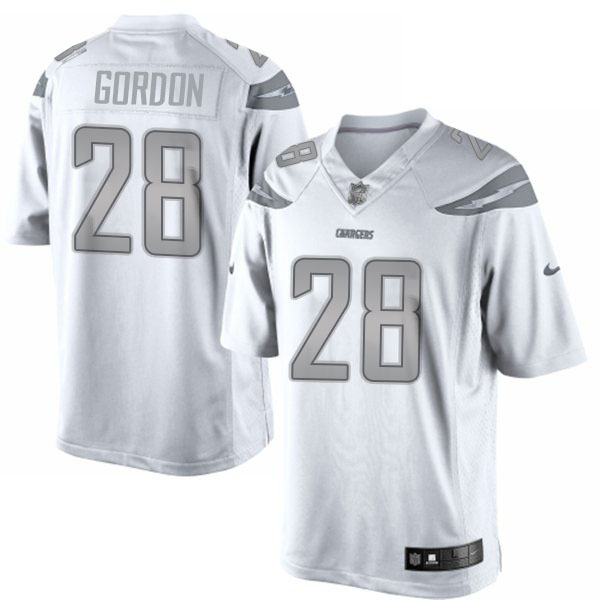 San Diego Chargers #28 Melvin Gordon White Platinum Limited Jersey