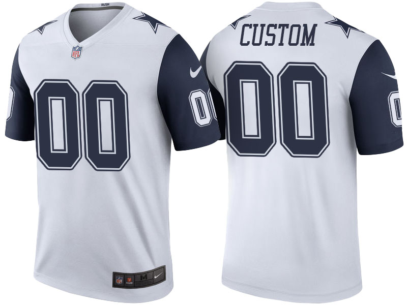 Dallas Cowboys White Color Rush Legend Customized Jersey Dallas Cowboys White Color Rush Legend Customized Jersey