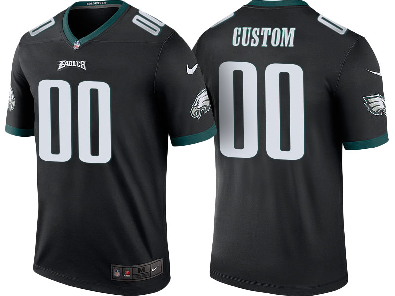 Philadelphia Eagles Black Color Rush Legend Customized Jersey