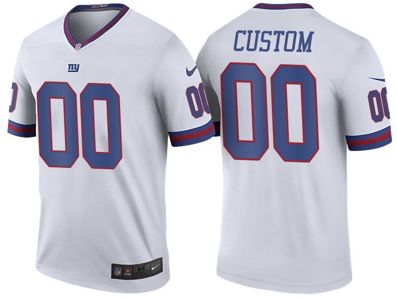 New York Giants White Color Rush Legend Customized Jersey