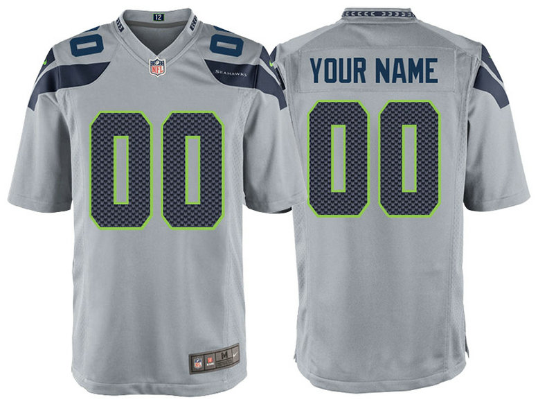 Seattle Seahawks Gray Game Customized Jersey
