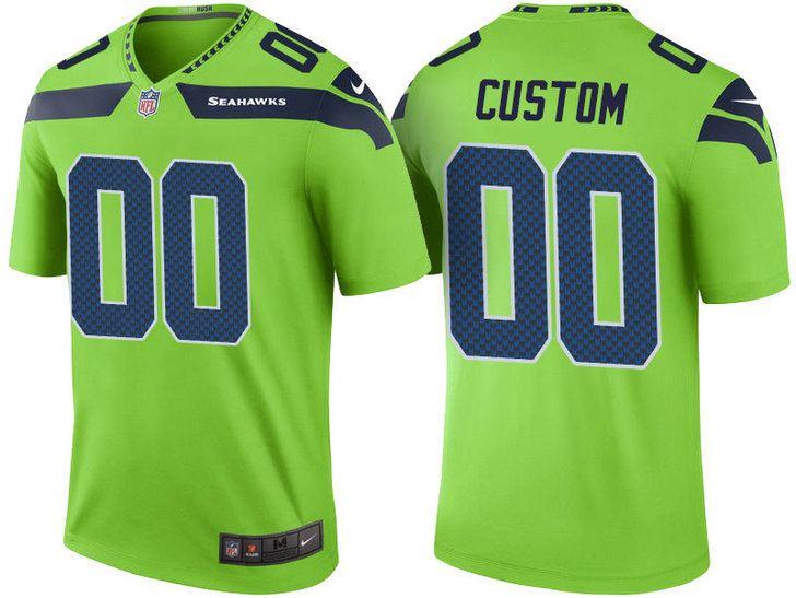 Seattle Seahawks Green Color Rush Legend Customized Jersey Seattle Seahawks Green Color Rush Legend Customized Jersey