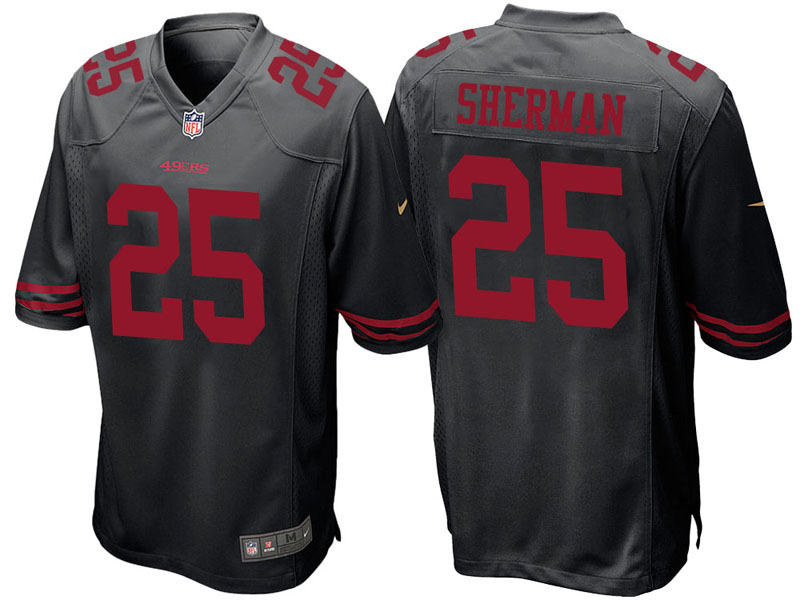 San Francisco 49ers #25 Richard Sherman Black Game Jersey