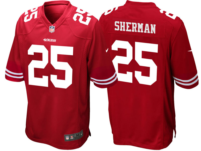 San Francisco 49ers #25 Richard Sherman Red Game Jersey