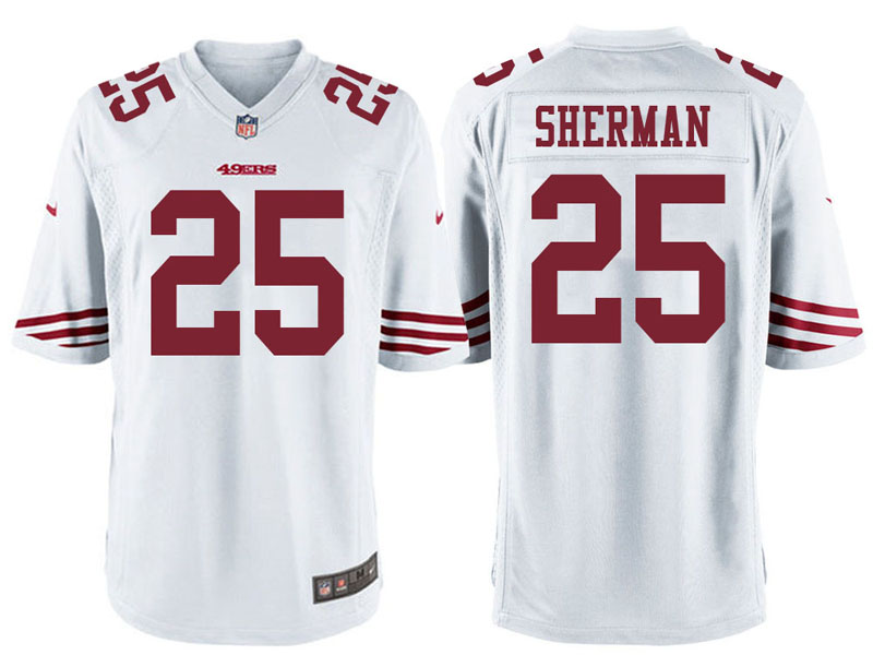 San Francisco 49ers #25 Richard Sherman White Game Jersey