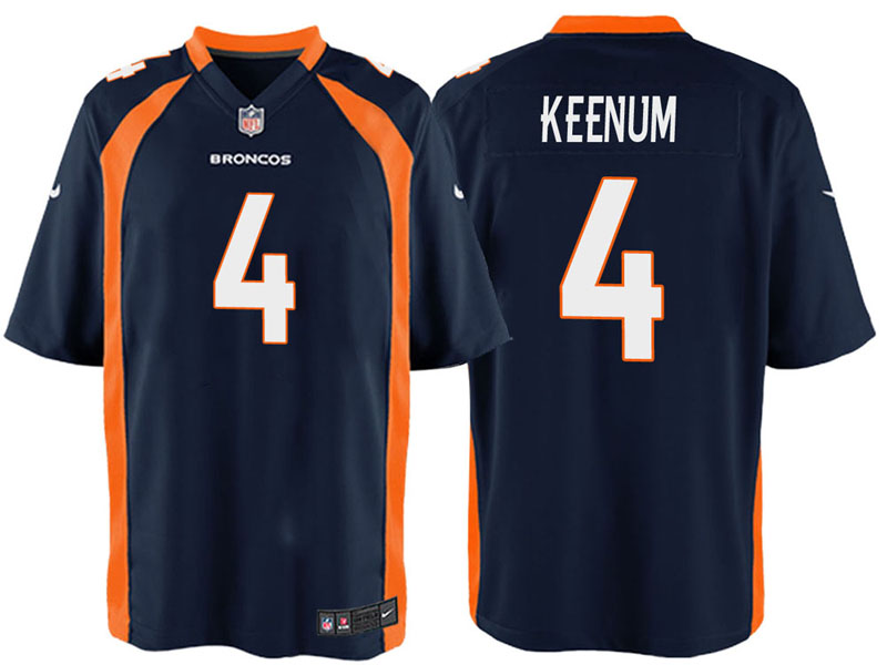 Denver Broncos #4 Case Keenum Navy Game Jersey Denver Broncos #4 Case Keenum Navy Game Jersey
