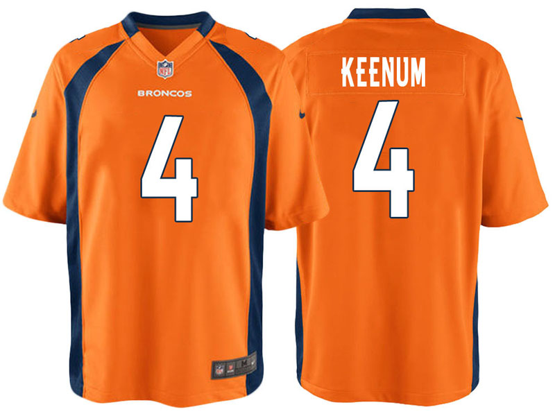 Denver Broncos #4 Case Keenum Orange Game Jersey Denver Broncos #4 Case Keenum Orange Game Jersey