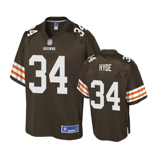 Cleveland Browns #34 Carlos Hyde Brown Player Historic Logo Jersey