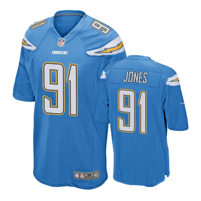 Los Angeles Chargers #91 Justin Jones Blue Game Jersey