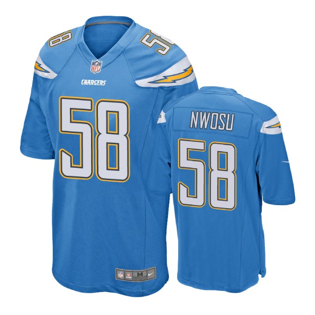 Los Angeles Chargers #58 Uchenna Nwosu Blue Game Jersey
