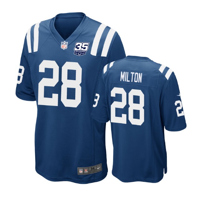 Indianapolis Colts #28 Christopher Milton 35th Anniversary Game Royal Jersey Indianapolis Colts #28 Christopher Milton 35th Anniversary Game Royal Jersey