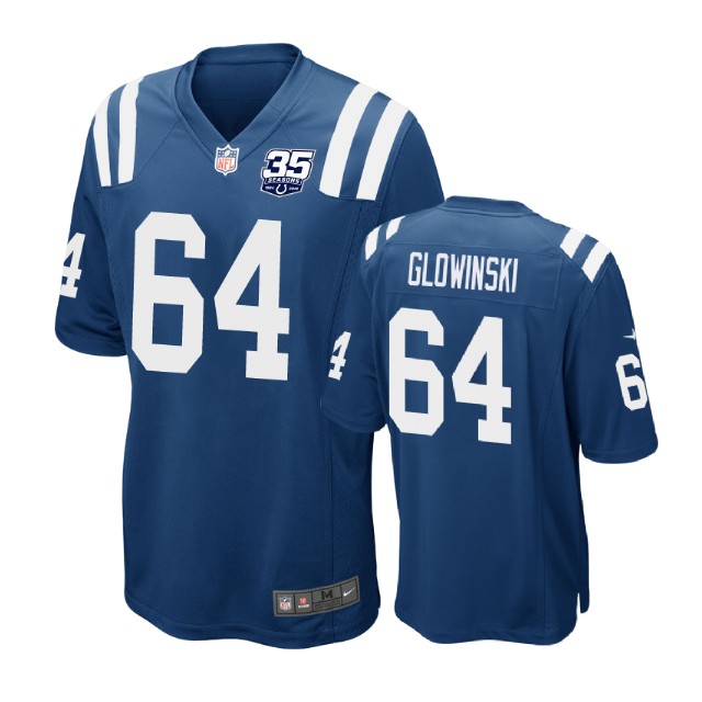 Indianapolis Colts #64 Mark Glowinski 35th Anniversary Game Royal Jersey Indianapolis Colts #64 Mark Glowinski 35th Anniversary Game Royal Jersey